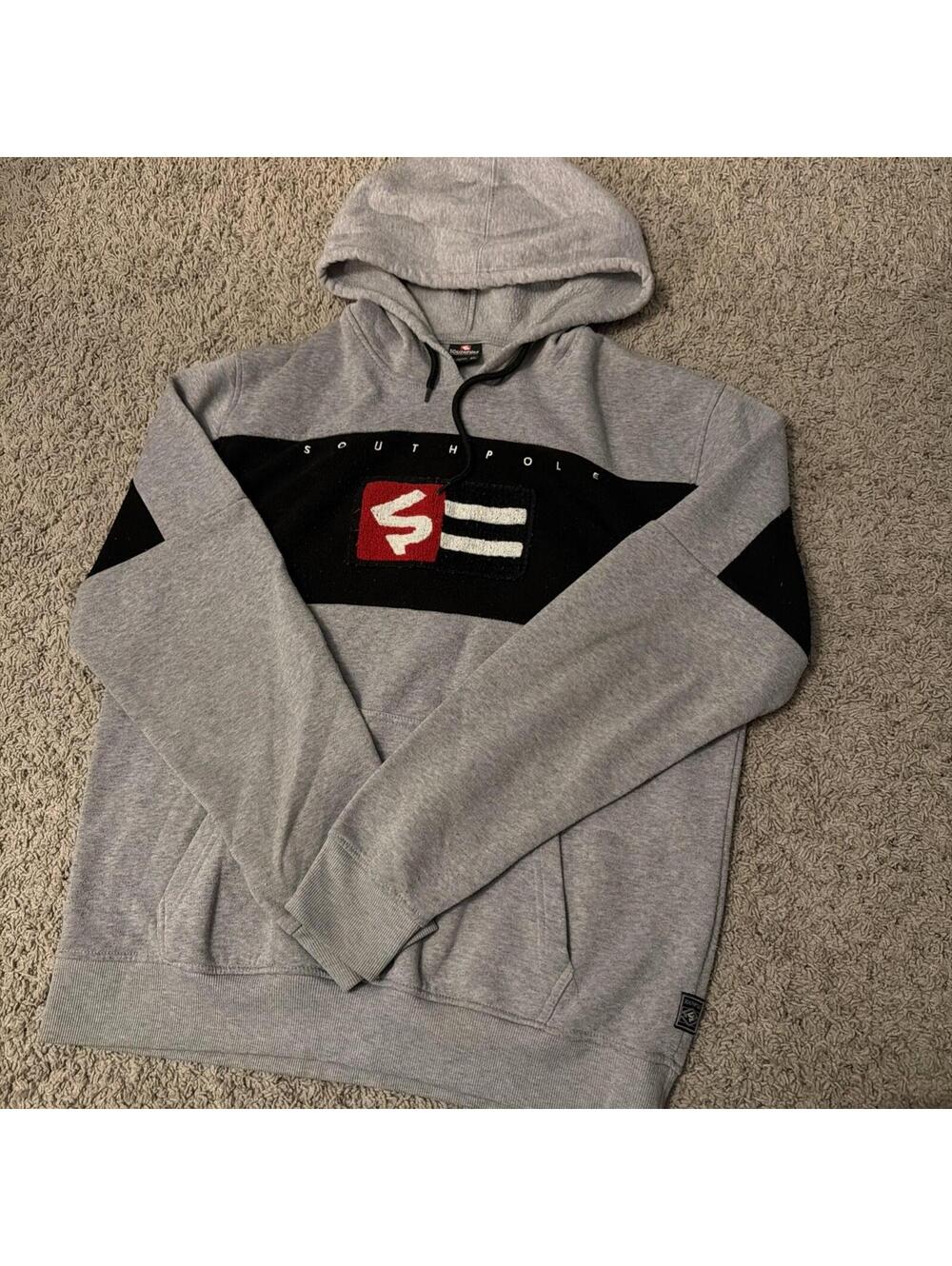 Vintage 90s Southpole Color Block Spellout Hoodie Graphic Hoodie Gray Men’s XL